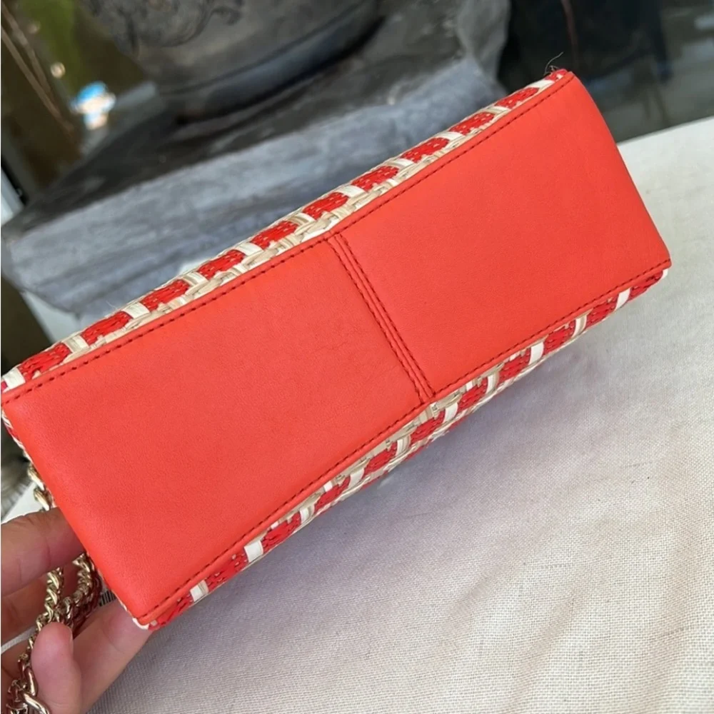 KATE SPADE Natalia small flap straw + leather combo crossbody bag